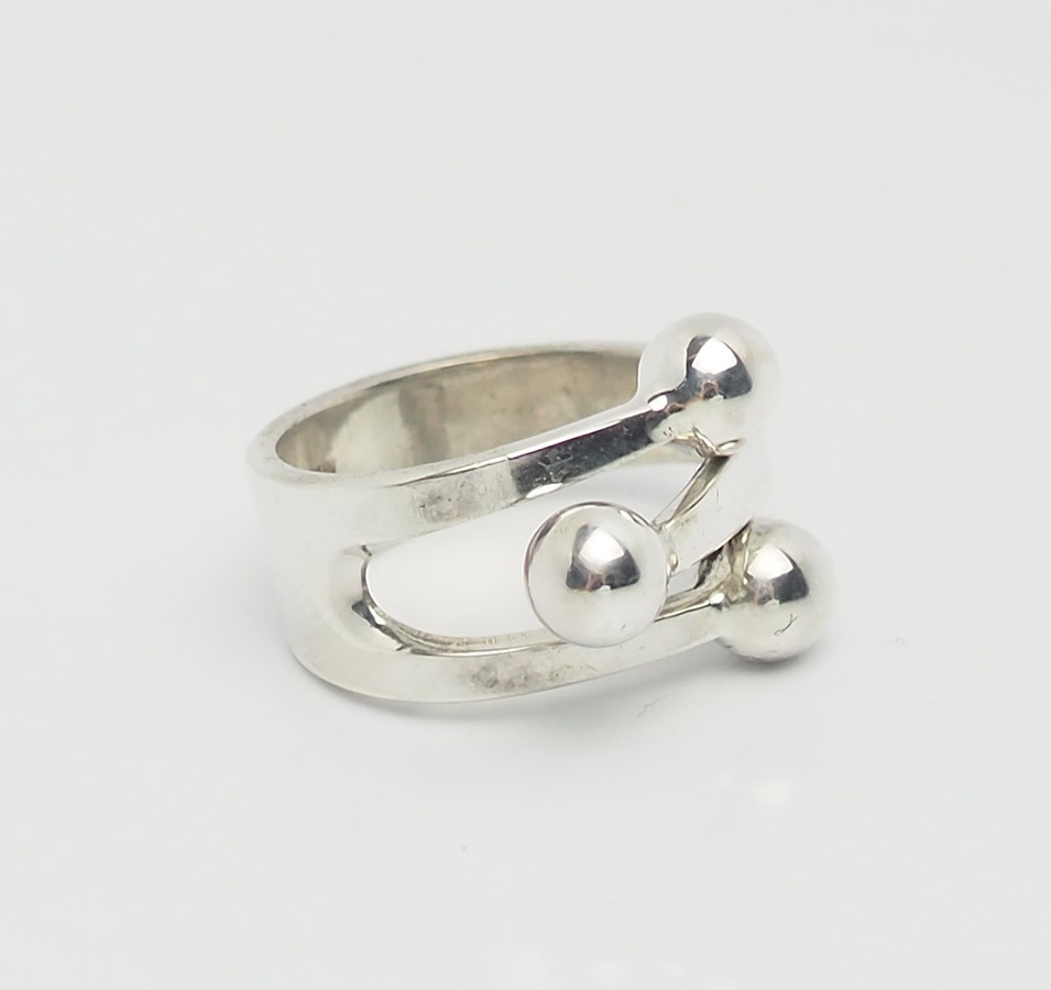Anna Greta Eker Norway Scandinavian modern sterling silver adjustable ring sz 6