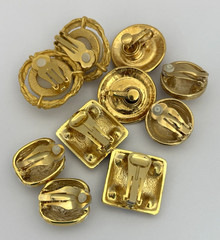 Vintage Jewelry Lot Gold Tone Clip On Earrings