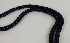 Vintage 1920’s Art Deco Irridescent Black Glass Beaded Sautoir Flapper Necklace
