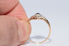 Antique Circa 1920s 14k Gold Natural Rose Cut Diamond And Sapphire Pearl Ring