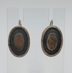 VTG 925 Mexico Oval Oxidized Gray 1in Earrings Sterling Silver 13g Rustic Estate