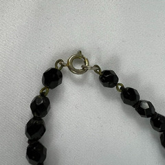 Jet Black Glass Crystals w Spacers Flapper VTG Necklace Strung on Chain 34in