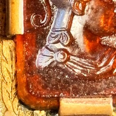 INTAGLIO double sided vintage GF pendant on FCC gold filled cable chain 1/20 12k