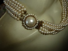 VTG 7 STRANDS FAUX PEARLS COLLAR BIB NECKLACE #31/19