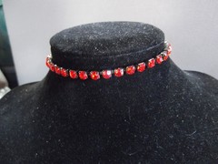 Vtg Costume Jewlery Ruby Red Crystal Glass 2.25″in Stretchy
