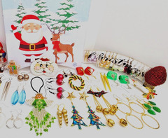 VTG Mixed JEWELRY LOT Everyday + Christmas Retro Earrings Brooches Pins Bracelet