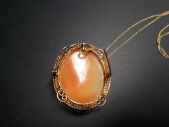 Antique VICTORIAN CAMEO Brooch Pendant Shell 14k Gold BEAUTIFUL!