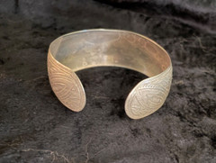 art nouveau silver 835 cuff bracelet, flower decor, 2.25 ” diameter, approx. .8″