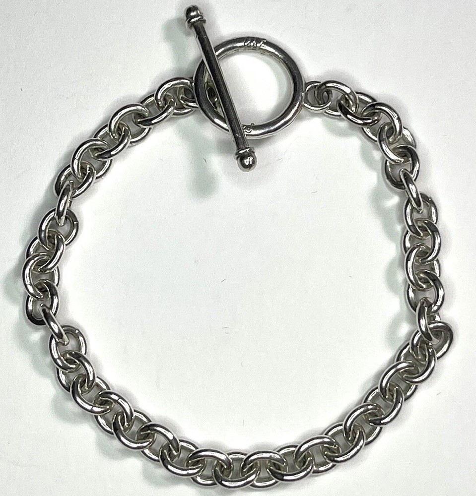 Round Link Alf Sterling Silver Bracelet 7.5” Length 4MM Width Vintage – 14.7G