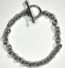 Round Link Alf Sterling Silver Bracelet 7.5” Length 4MM Width Vintage – 14.7G