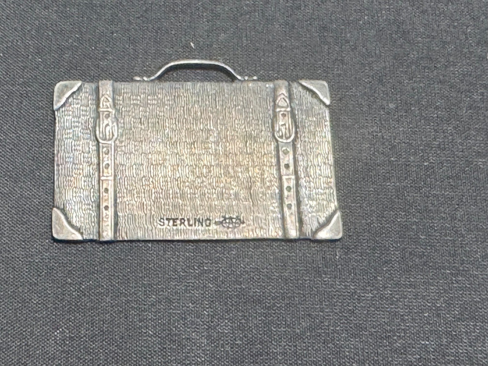 C-127 Vintage Sterling Silver Luggage Tag Pendant Engraved Monogram