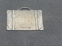 C-127 Vintage Sterling Silver Luggage Tag Pendant Engraved Monogram