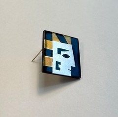 1950’s VINTAGE Modernist, Mexican, Mixed Metal, Lapis, Onyx, Face Profile Brooch