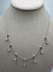 Vintage Napier Silver Tone Necklace With Clear Rhinestones Signed 16-18”