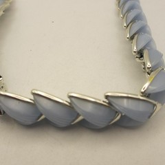 Vintage MCM Necklace Ridged Molded Acrylic Blue 15 Inch