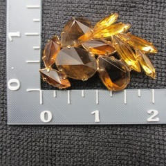 Vintage Rhinestone Brooch Golden Brown Gold Tone