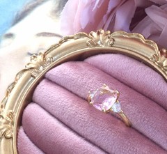 Vintage Jewellery Gold Ring Pink White Sapphires Antique Deco Dress Jewelry sz 7