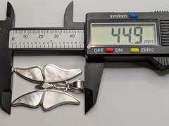 925 Sterling Silver Butterfly Pendant. Shell Inlay. 10.7 Grams. 30mm Wide x 45mm