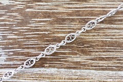 VINTAGE FILIGREE STERLING SILVER 925 CHAIN LINK ANKLET BRACELET 11.25″ STACK