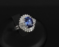 Fine 2.37ct GIA Madagascar Sapphire & 0.54ct Diamond Platinum Ring Size 6.75