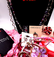 Pink Hue Estate Jewelry Bundle 1lb Mixed Fashion Jewelry Vintage Resale Lot