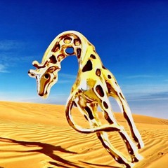 GIRAFFE Brooch Goldtone Pin with Inlaid Brown Stones