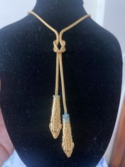 Museum Modern Art Double Snake 24K Plated Egyptian Lariat Necklace MMA WAG 1994