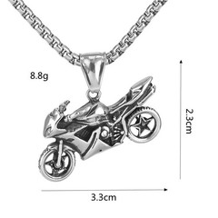 Stainless steel necklace with retro hip-hop style motorcycle pendant