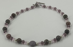 Natural Stone Necklace Green Purple Crystals Choker 17 Inch