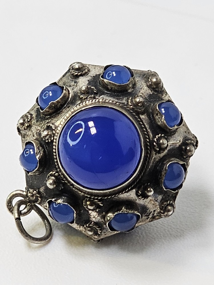 Antique 800 Silver & Blue Stone Pendant