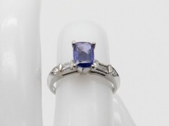 Estate $5000 Certified 1.50ct Blue Purple NO HEAT Sapphire Diamond Platinum Ring