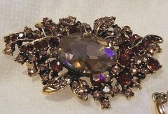Vintage MONET Gold Collar Necklace WEISS Topaz Bracelet Smoky Rhinestone Brooch