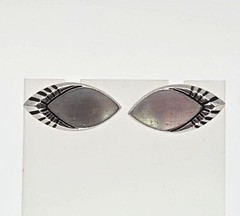Vintage Speidel Silver Tone Eye Shaped Bullet Back Cufflinks