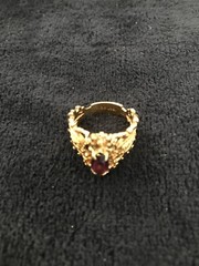 Gold 18kt Plated GE Faux Stone Ring, Size 7