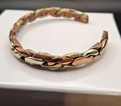 Sergio Lub Viking Braid Mixed Metal Cuff Bracelet Copper Brass Silver Tone