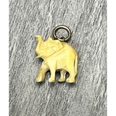 Vtg Hand Carved Elephant Charm Pendant Good Luck Trunk Up Boho Tiny