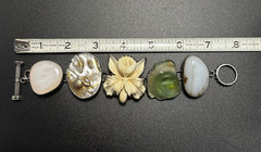 Rebecca Collins Sterling Silver Chunky Bracelet Large Stones, Pearl, Flower 8″