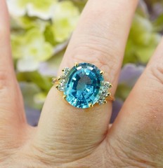 Vintage Topaz Diamond Ring 18K Gold Cocktail Designer Signed