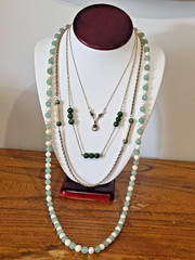 Vintage Gold Fill Real Nephrite Jadeite Cultured Pearl 4 Necklace Lot video USA