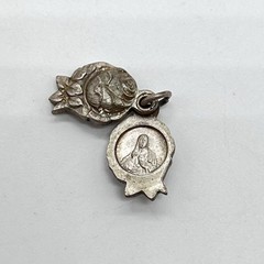 Vintage Sliding Sacred Heart Miraculous Medal Rose Religious Pendant Charm