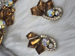 Juliana D&E Topaz AB Rhinestone Bracelet Earring Set Demi Parure as-is
