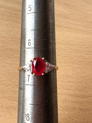 VINTAGE SOLID 10K GOLD RUBY RED WHITE CZ CUBIC ZIRCONIA RING ENGAGEMENT WEDDING