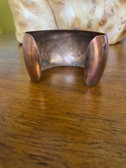 Vintage Copper Cuff Bracelet Brass Snail Abalone Shell Inlay