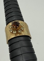 1974 SARAH COVENTRY EMBER Jonquil gold tone Starbust stone wide band ring