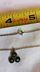 VTG C. 1976 TURQUOISE RAIN CLOUD STERLING SILVER 925 PENDANT, 18 IN CHAIN SIGNED