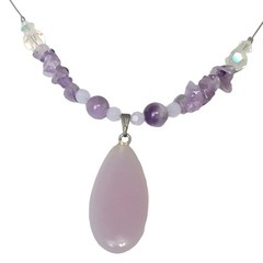 Vintage Purple Glass Stone Necklace Adjustable Length Women Jewelry Beads Gift