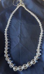 Vintage glass bead necklace clear faceted crystal restring redo deco varied size