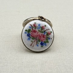 Vintage Guilloche Enamel Locket 2 Portrait Round Top Hinge Romantic Cottagecore