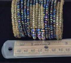 Black Friday Beaded Iridescent Bracelet VTG 1970/80s. Retro Wrap-around sparkle