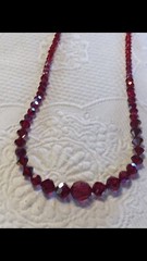 Woman’s Vintage Red Aurora Crystal Necklace Restrung 28 Inch